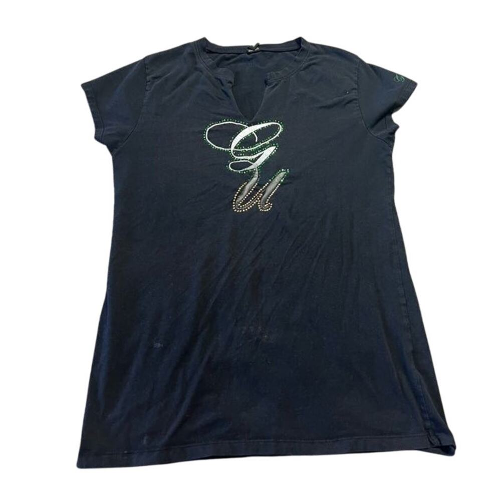 Vintage Y2K Black G-Unit 50 Cent Mcbling Rap Rhinestone Graphic Tee Womens XL